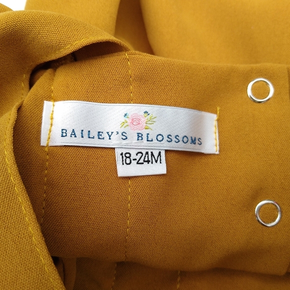 Bailey's Blossoms Ruffle Bubble Rompers Floral and Mustard 6-9 18-24 months - Picture 5 of 6